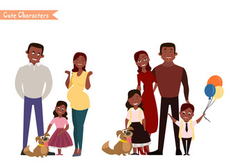 Happy family in the white background.
