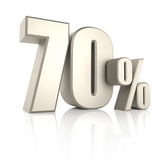 70 Percent isolated on White Background. 3d Render