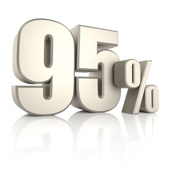 95 Percent isolated on White Background. 3d Render