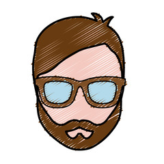 hipster man with glasses icon over white background. colorful design. vector illustration