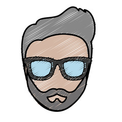 hipster man with glasses icon over white background. colorful design. vector illustration