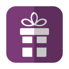 gift box icon over purple square and white background. vector illustration
