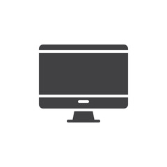Desktop computer, monitor icon vector, filled flat sign, solid pictogram isolated on white. Symbol, logo illustration. Pixel perfect