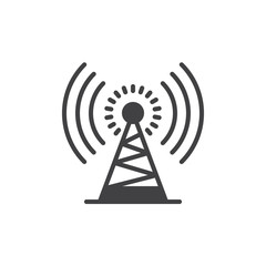 Antenna tower icon vector, filled flat sign, solid pictogram isolated on white. Symbol, logo illustration. Pixel perfect