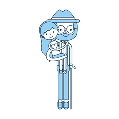 cute grandfather with granddaughter avatar character vector illustration design