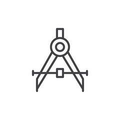 Drafting compass line icon, outline vector sign, linear style pictogram isolated on white. Symbol, logo illustration. Editable stroke. Pixel perfect