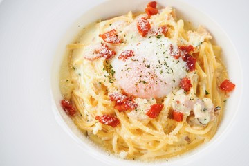 Close-Up of Spaghetti Carbonara