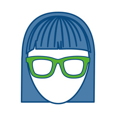 woman with glasses icon over white background. colorful design. vector illustration