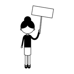 cute grandmother with protest label avatar character vector illustration design