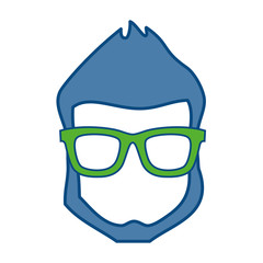 hipster man with glasses icon over white background. colorful design. vector illustration