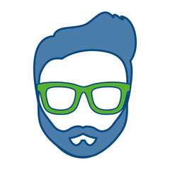hipster man with glasses icon over white background. colorful design. vector illustration
