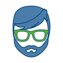 Obraz na płótnie Canvas hipster man with glasses icon over white background. colorful design. vector illustration