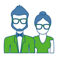 Fototapeta premium couple with elegant clothes icon over white background. colorful design. vector illustration