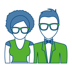couple with elegant clothes icon over white background. colorful design. vector illustration
