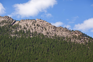 Close-up photo of stone mountain on Lake Borovoe