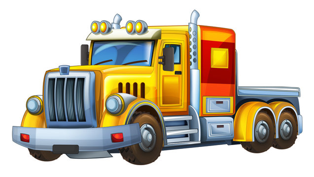 cartoon happy cargo truck without trailer 