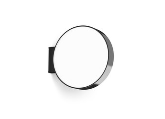 Blank round store signage design mockup isolated, 3d rendering. Empty circular light box mock up....