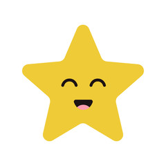 Cute cartoon happy star character with smile