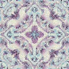Seamless background pattern. Decorative symmetric mosaic pattern on light gray background.