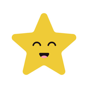 Cute cartoon happy star character with smile