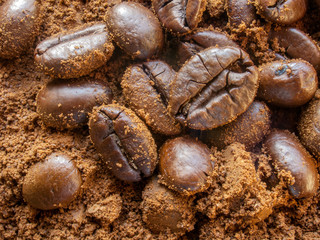 aroma natural ground coffee and coffee beans