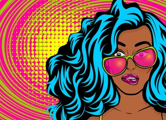 Deurstickers Tienerkamer Zwarte jonge oeps vrouw pop-art stijl wow swag