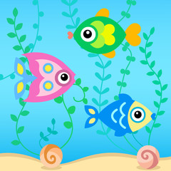 Fototapeta na wymiar Colorful marine fishes.