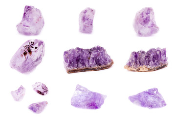 Collection of stone mineral Amethyst