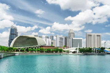 Cercles muraux Singapour Vue sur les bâtiments modernes et Marina Bay. Horizon de Singapour