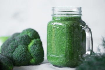 Green vegetables smoothies prepared with cauliflower