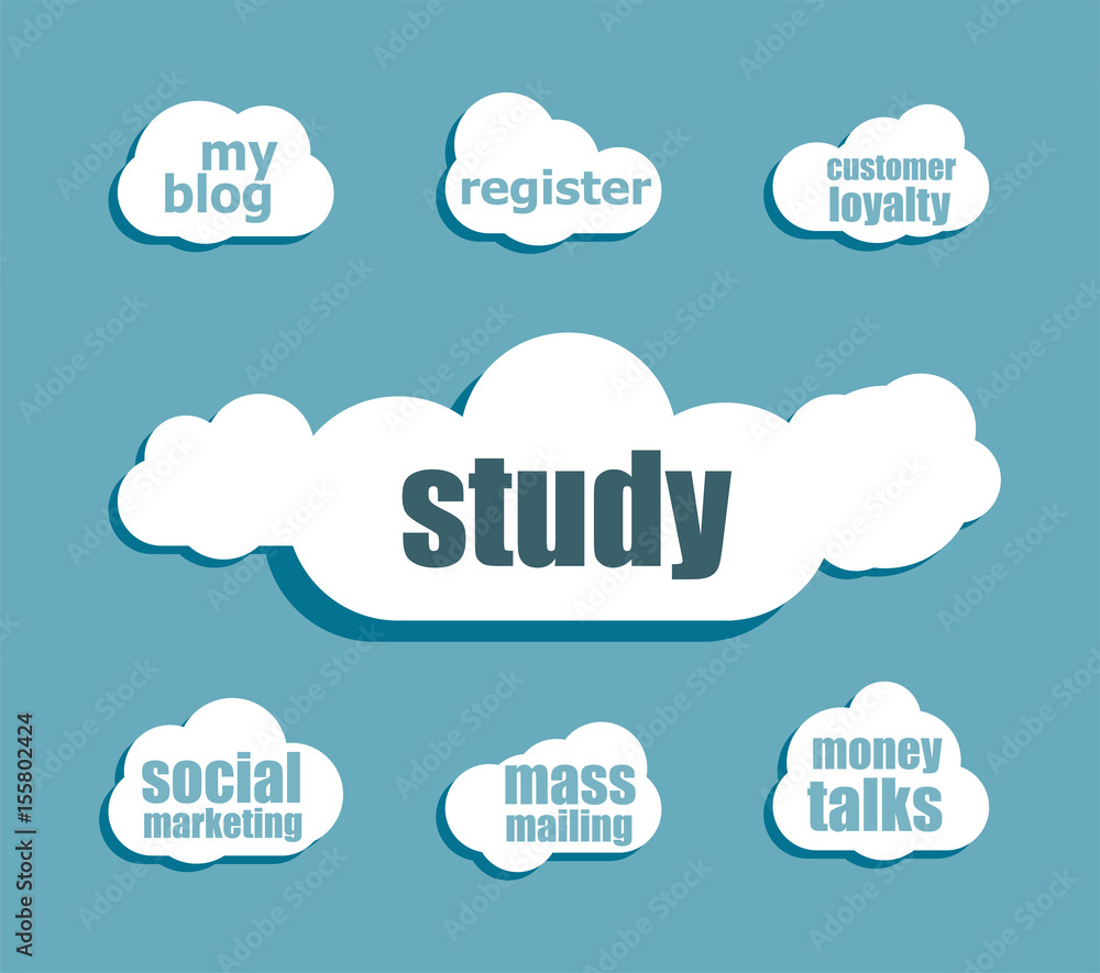 Poster text study. education concept . design with abstract speech bubble set