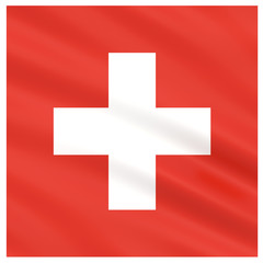 Fototapeta premium Slightly waved flag of Switzerland isolated on white background, 3D rendering