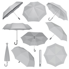 Umbrella mockup set, realistic style