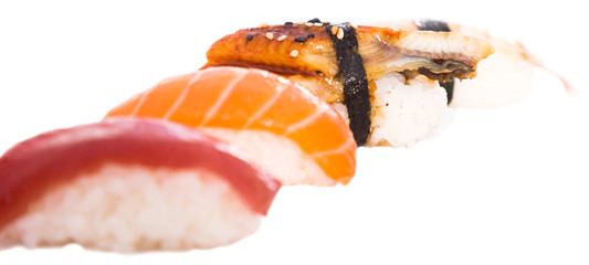 four kinds Nigirisushi on saucers