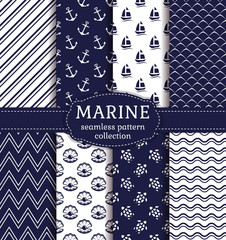 Sea and nautical seamless patterns set. © RainLedy