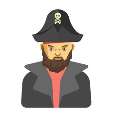 Bearded pirate in dark clothes