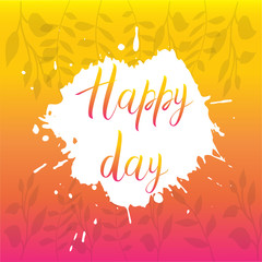 Tropical summer paradise background. Tree leaves at colorful sunset gradient.