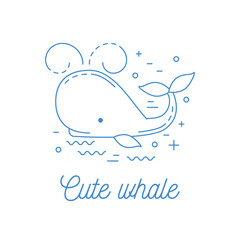 Whale line art logotype