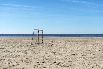 plaża, boisko, piłka nożna - obrazy, fototapety, plakaty