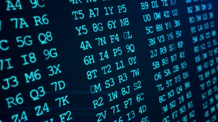 Obraz premium Hexadecimal abstract green code running up a computer screen.