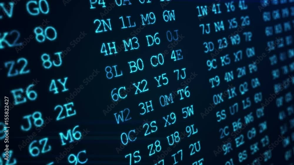 Poster hexadecimal abstract blue code running up a computer screen.