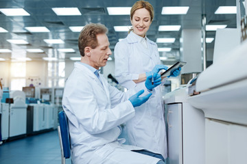 Positive delighted colleagues enjoying their job