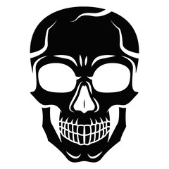 Black stylized skull isolated on white background. Outline style. Tatoo. Modern print. Coloring for adults.