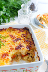 Casserole stuffed with vegetables and fish with a 