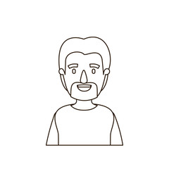 sketch contour half body man with moustache and beard vector illustration