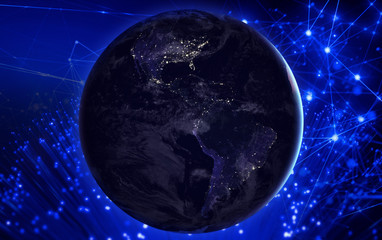 blue glow network and the grid Elements of this image furnished by NASA