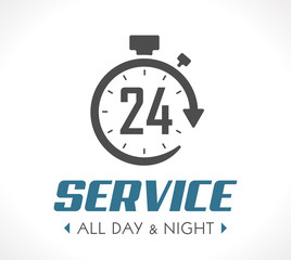 Logo - Stopwatch concept - all day and night - 247 service
