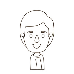 sketch contour caricature side view half body boy with hairstyle vector illustration