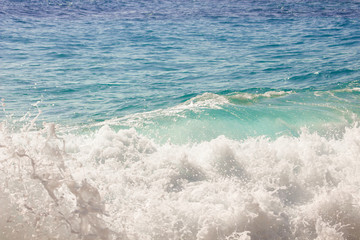 Seashore Waves and Mountain under the Sunshine in Matrouh, Egypt / View of Beautiful Seashore Waves and Majestic Mountain under the Sunshine in Matrouh, Egypt