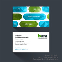 Vector business card template with colourful rounded rectangles 